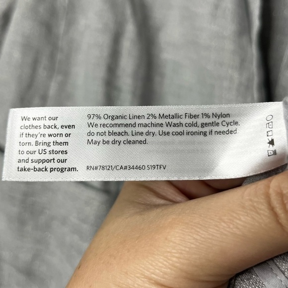 EILEEN FISHER Linen Sparkle Metallic Thread Lightweight Collar Blazer Jacket - Picture 11 of 12